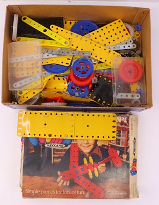 Lot 394 - A small box containing Meccano metal...