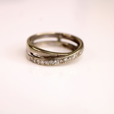 Lot 118 - A white metal diamond two-row crossover style...