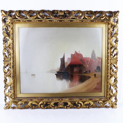 Lot 230 - M.C. Murray - Harbour scene, oil on canvas, 40...