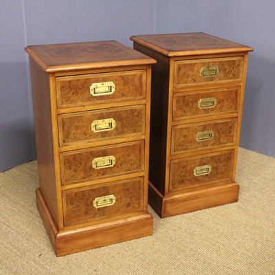 Lot 337 - A pair of walnut and figured walnut campaign...