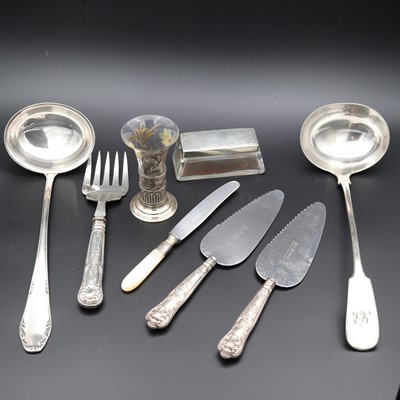 Lot 225 - A pair of silver handled and steel bladed cake...