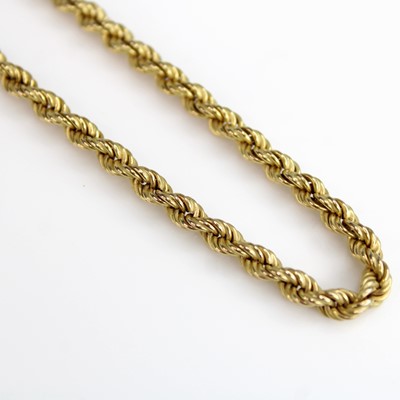Lot 254 - A 9ct yellow gold hollow ropetwist neck chain,...