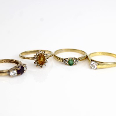 Lot 263 - Four rings, comprising an 18ct yellow and...