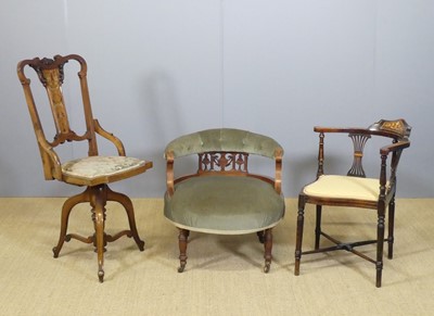 Lot 696 - Late Victorian chairs, to include; walnut...