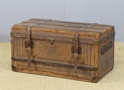 Lot 649 - A circa 1900 leather, wood and brass bound,...