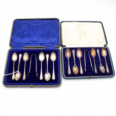 Lot 206 - A cased set of six George V silver teaspoons...