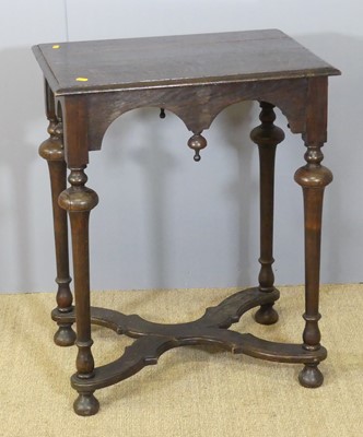 Lot 612 - A 1920s oak rectangular side table, w.60.5cm