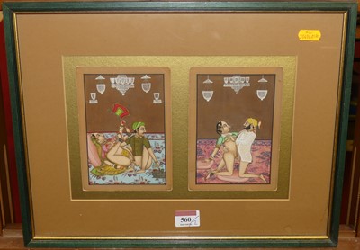 Lot 560 - Group of four Mughal School erotic scenes,...