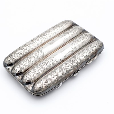 Lot 200 - A silver cigar case, of shaped rectangular...