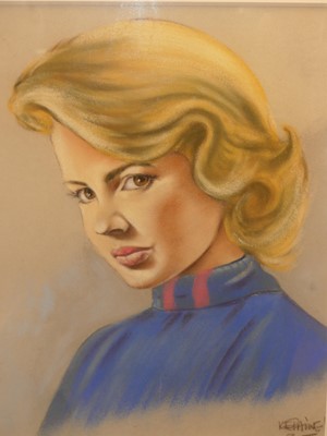 Lot 510 - Kepaine(?) - Bust portrait, pastel, 46 x 35cm