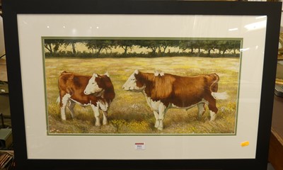 Lot 511 - Late 20th century school - Bull steers in a...
