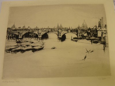 Lot 563 - S.L. Scott - Waterloo Bridge, etching; Robert...
