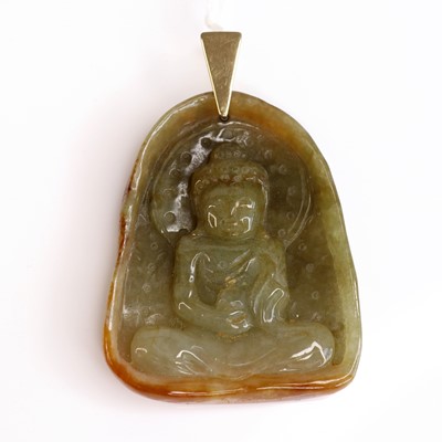 Lot 248 - A Chinese carved celadon jade pendant, with...