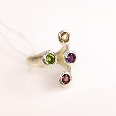 Lot 272 - A modern silver and semi-precious set cocktail...