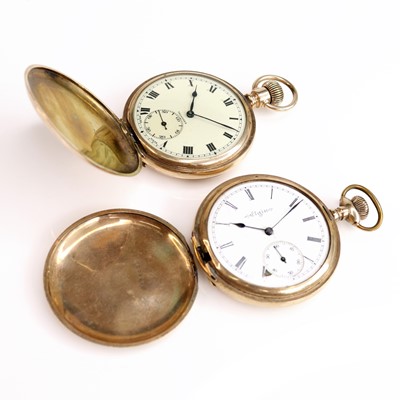 Lot 284 - A Tavannes gold plated full hunter keyless...
