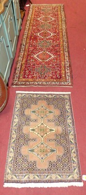 Lot 731 - A Persian woollen Hamadan hall runner, 86 x...