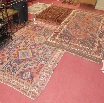 Lot 729 - A Persian woollen Balouch rug, having three...