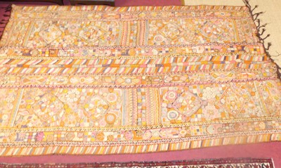 Lot 758 - A Persian woollen wedding blanket, decorated...