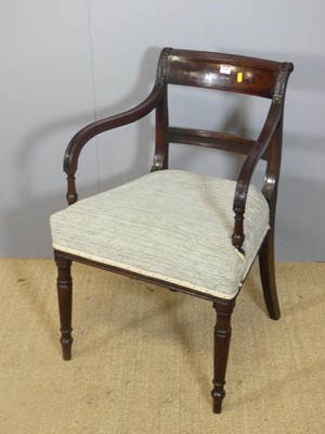 Lot 699 - A 19th century mahogany single bar back scroll...