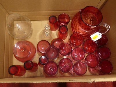 Lot 151 - A collection of cranberry glass, to include a...
