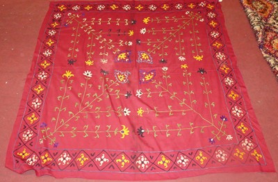 Lot 744 - An embroidered Suzani panel, Uzbekistan,...