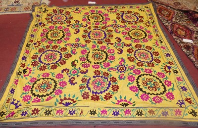 Lot 747 - An embroidered Suzani panel, Uzbekistan,...