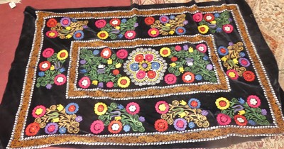 Lot 752 - An embroidered Suzani panel, Uzbekistan,...