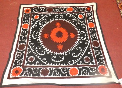 Lot 749 - An embroidered Suzani panel, Uzbekistan,...