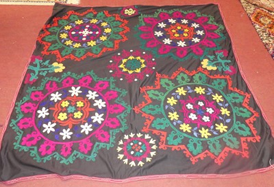 Lot 751 - An embroidered Suzani panel, Uzbekistan,...