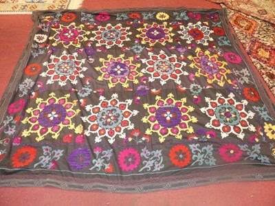 Lot 756 - An embroidered Suzani panel, Uzbekistan,...