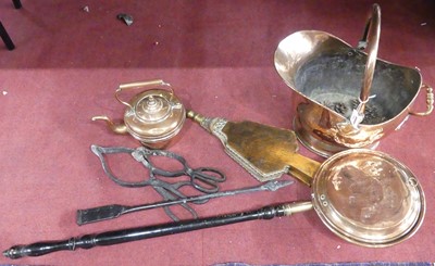 Lot 164 - A collection of metalware, to include a helmet...
