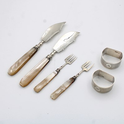 Lot 172 - Two pairs of early Victorian silver and mother...