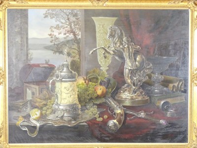 Lot 503 - Continental school - Still life with grapes,...
