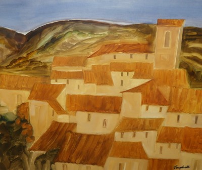 Lot 512 - Peter Campbell (1931-1989) - Rooftops, oil, 50...