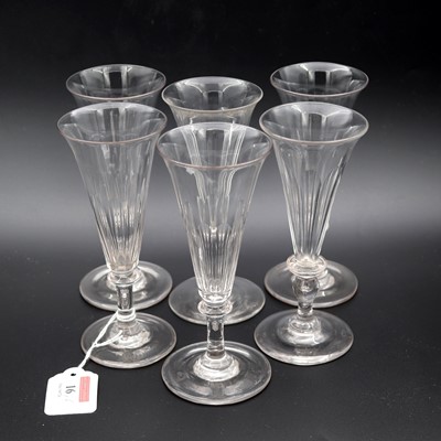 Lot 16 - A set of six 19th century champagne flutes,...