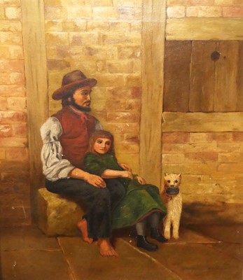 Lot 532 - After Degas - The Beggar and his dog, oil on...