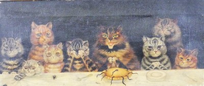 Lot 540 - After Louis Wain - The Last Supper, oil on...