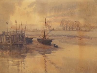 Lot 548 - Early 20th century school - Boats at lowtide,...