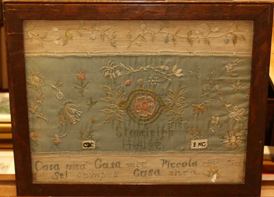 Lot 577 - A 19th century Spanish silkwork panel, 23 x...