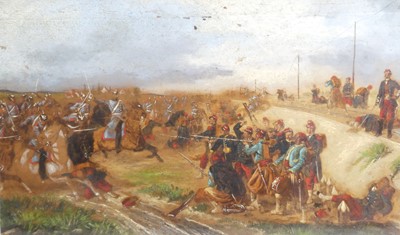 Lot 585 - 19th century continental school - Battle scene...