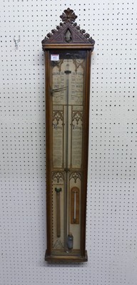 Lot 612 - A circa 1900 oak Admiral Fitzroy barometer,...