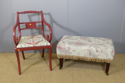 Lot 674 - A contemporary painted scroll elbow chair in...