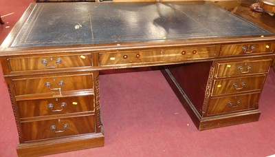 Lot 676 - A contemporary mahogany twin pedestal...