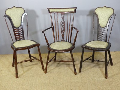 Lot 683 - An Edwardian beech splatback elbow chair, with...
