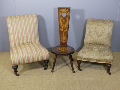 Lot 694 - Two mid-Victorian nursing chairs, one with...