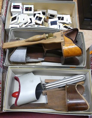 Lot 111 - A late 19th century plywood stereoscopic slide...