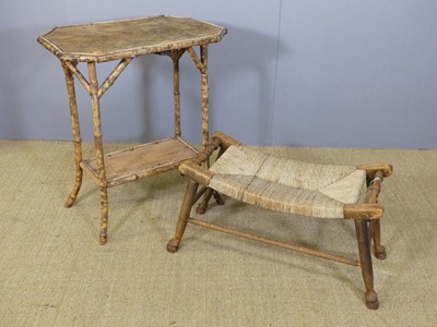 Lot 717 - An early 20th century bamboo and rush inset...