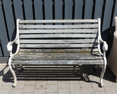 Lot 759 - A painted galvanised metal ended and teak...