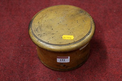 Lot 151 - A 19th century birch box, of circular shape,...