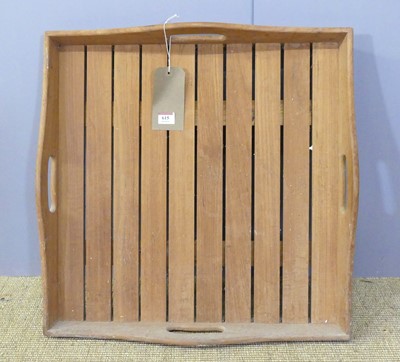 Lot 615 - A contemporary square garden teak drinks tray,...